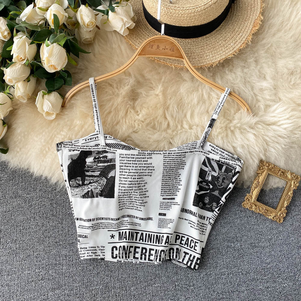 Newspaper Print Camisole