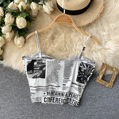 Newspaper Print Camisole