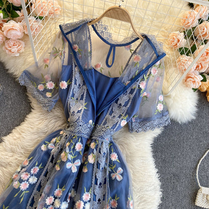 Floral Embroidered Maxi Summer Dress