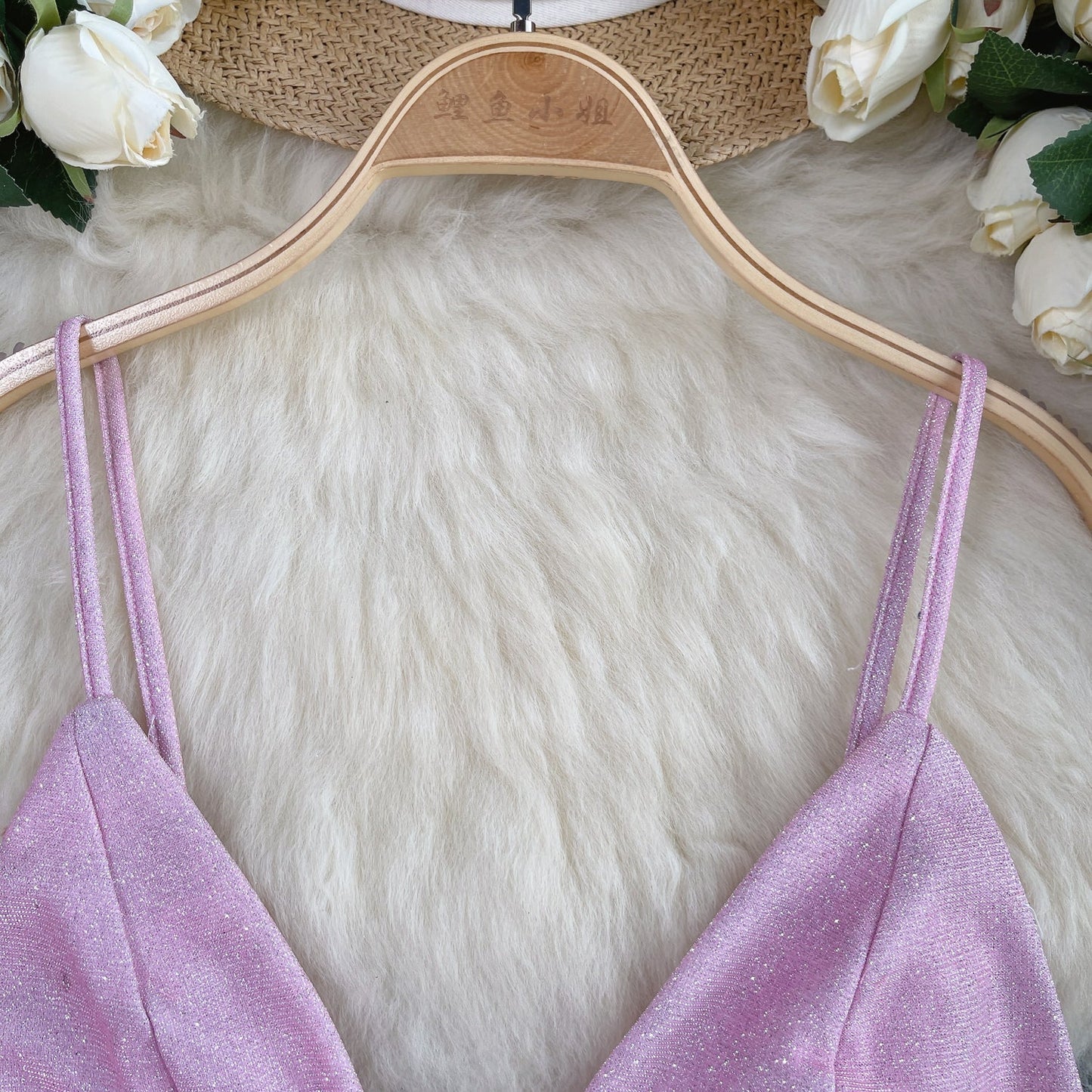 Chic Glossy Sequin Lingerie Top