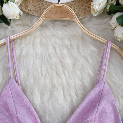 Chic Glossy Sequin Lingerie Top