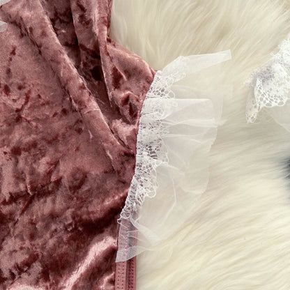 Sexy Pink Rabbit Girl Velvet Jumpsuit