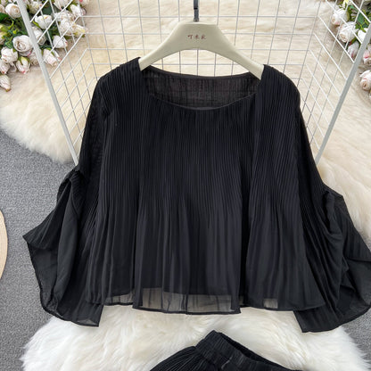 Top&Trousers Loose-fitting Chiffon 2Pcs