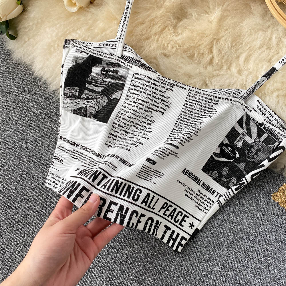 Newspaper Print Camisole