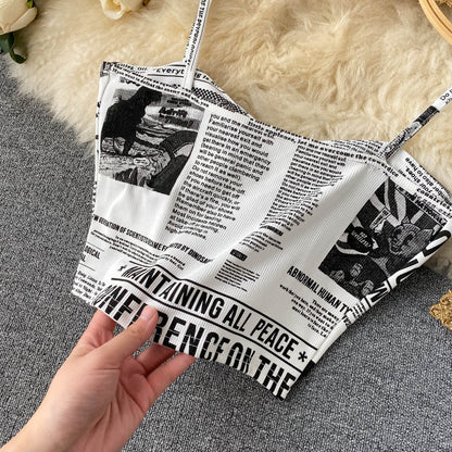 Newspaper Print Camisole