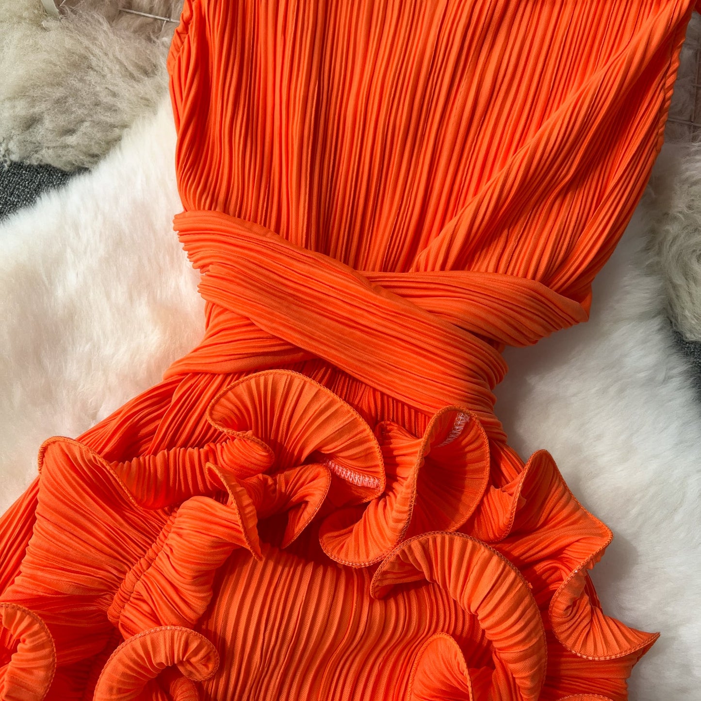 Designer 3D Ruffled Cocktail Dress