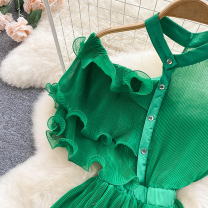 Women's Ruffled Hem Asymmetrical Dress