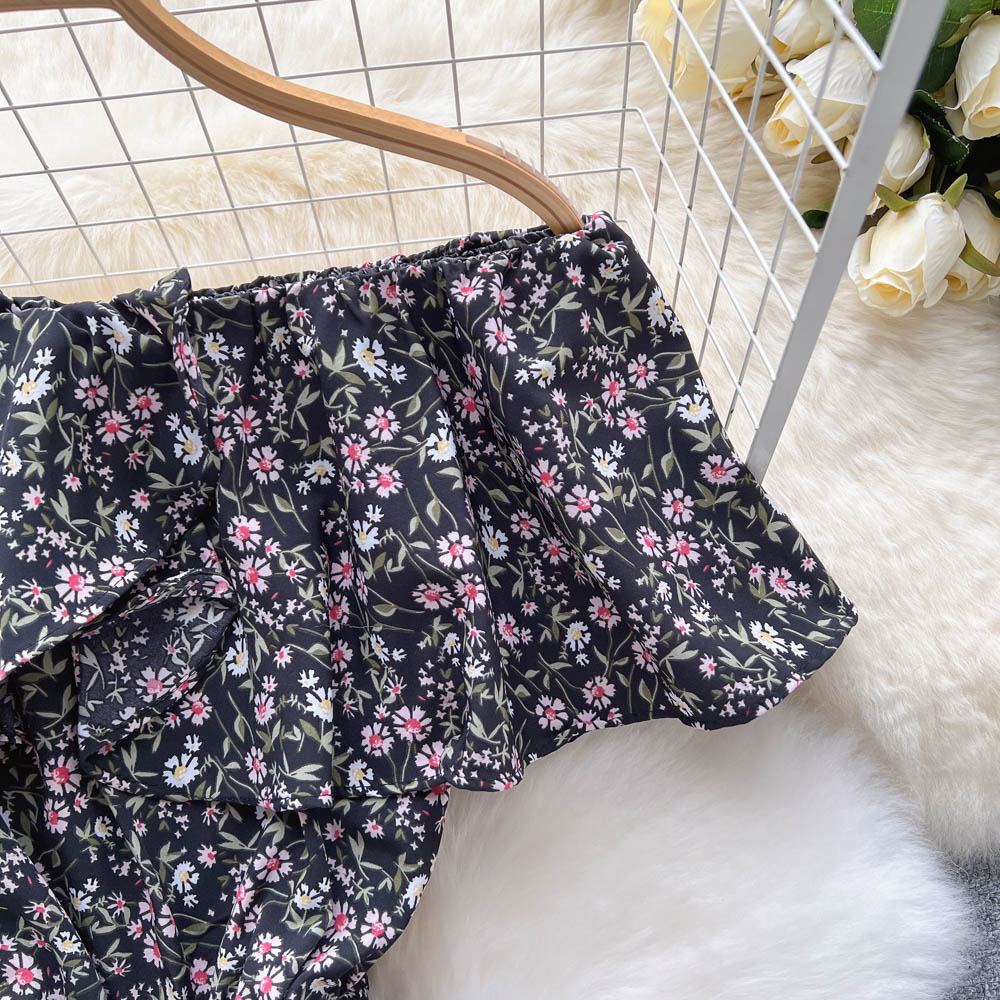 Strapless Floral Ruffled Jumpsuits