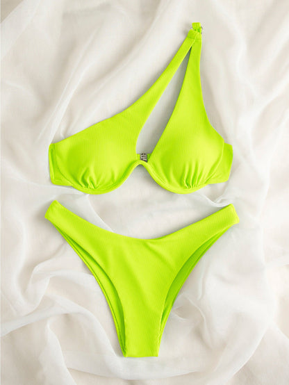 One-shoulder Split Bikini
