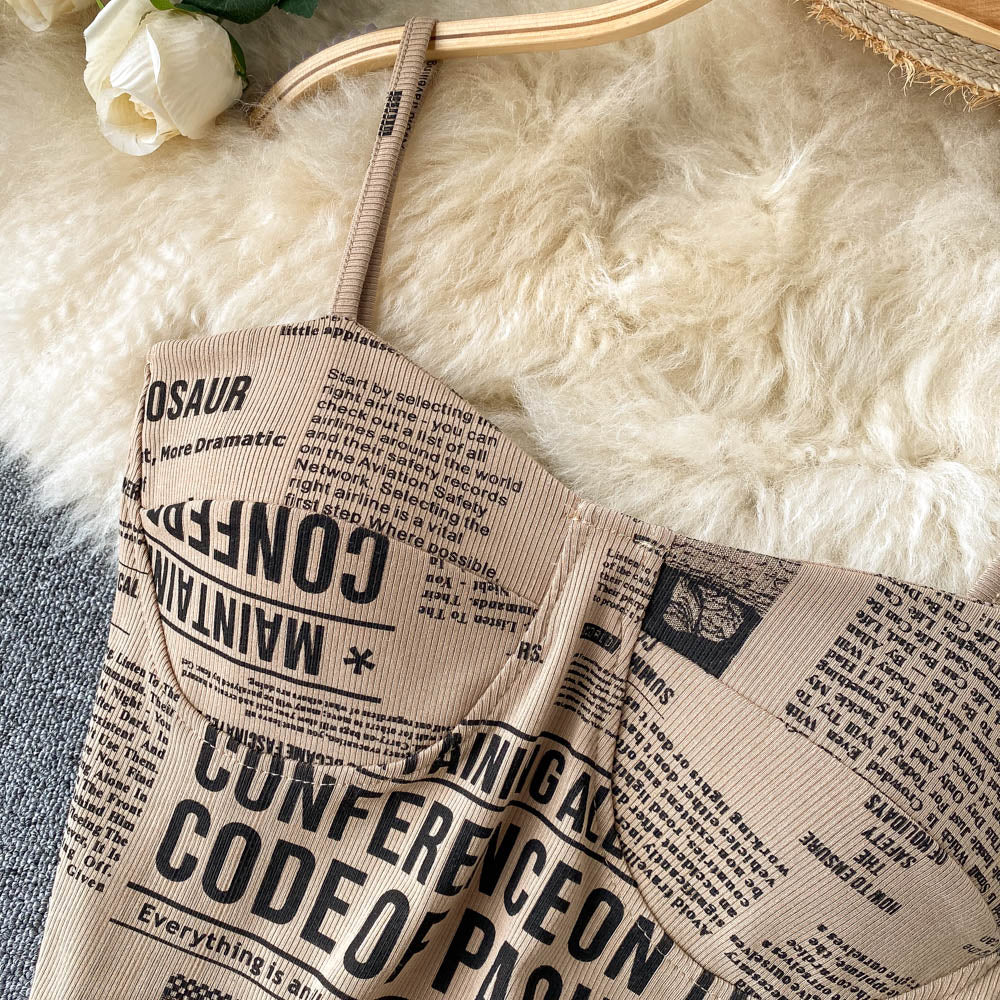 Newspaper Print Camisole