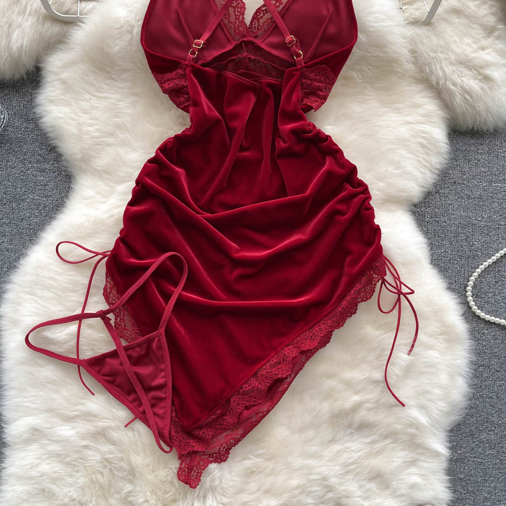 Velvet Whisper Lace Slip Dress