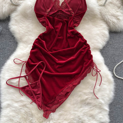 Velvet Whisper Lace Slip Dress