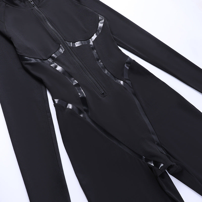 Zipped Slim-fitting Sportswear Jumpsuit