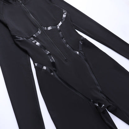 Zipped Slim-fitting Sportswear Jumpsuit