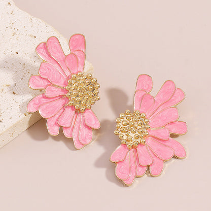 Vintage Alloy Flower Stud Earrings