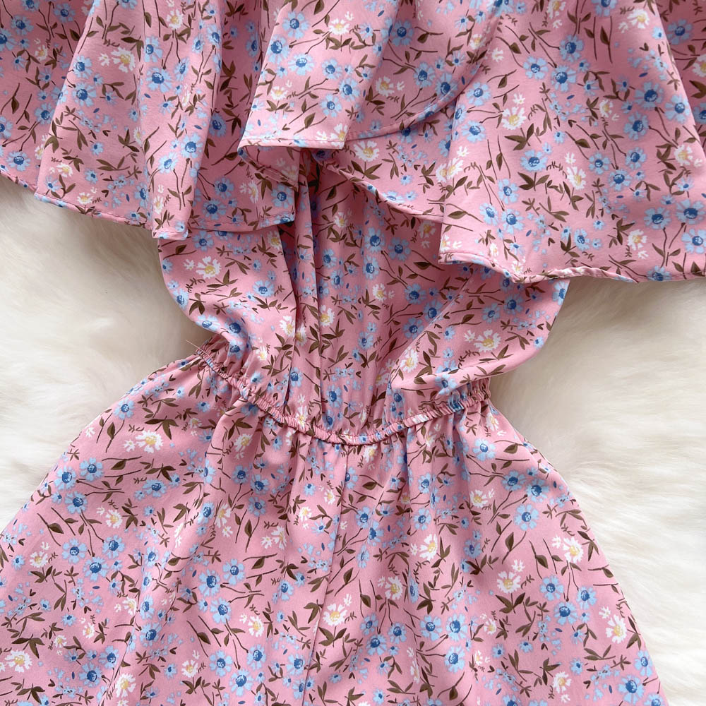 Strapless Floral Ruffled Jumpsuits