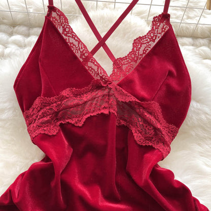 Velvet Whisper Lace Slip Dress