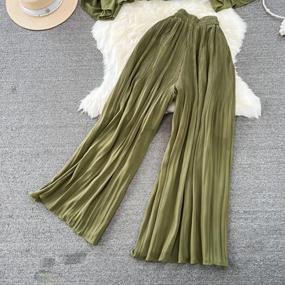 Top&Trousers Loose-fitting Chiffon 2Pcs