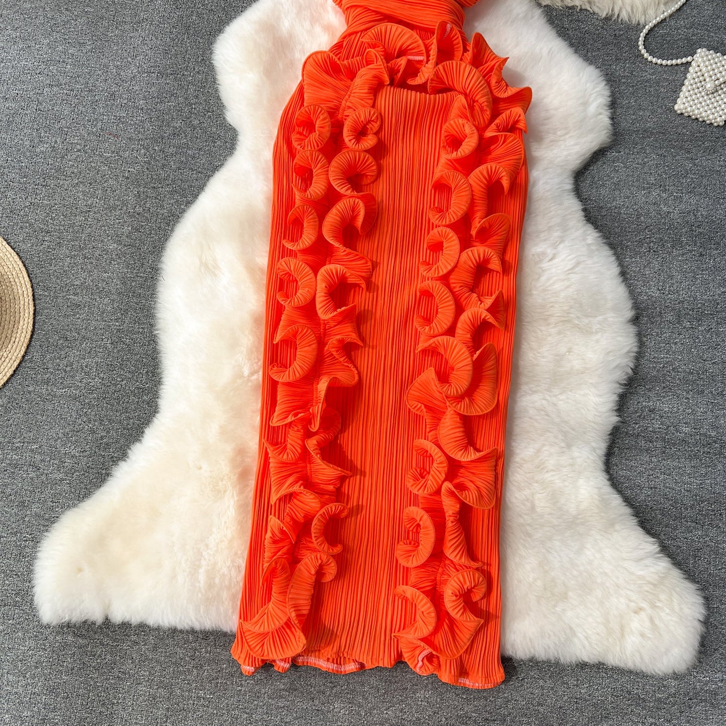 Designer 3D Ruffled Cocktail Dress