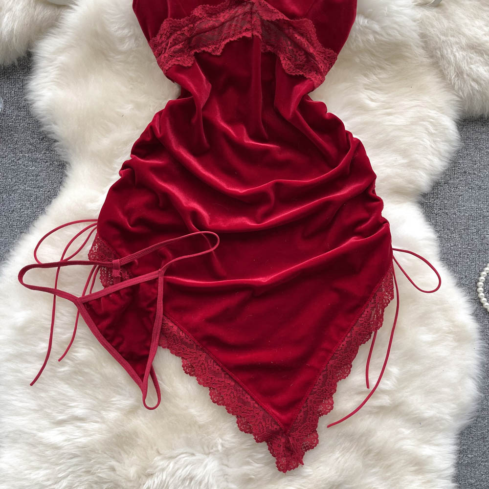 Velvet Whisper Lace Slip Dress