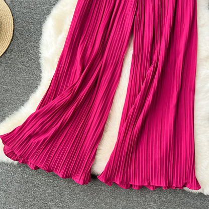Women's Pleated Wide-Leg Flowgy Pants