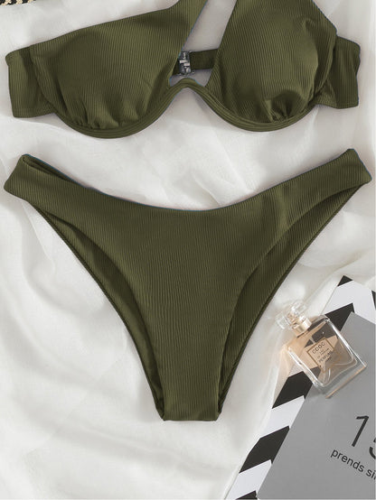One-shoulder Split Bikini