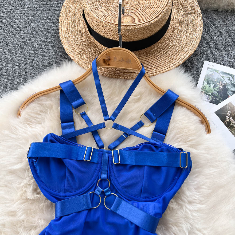 Sexy Lace-Up Mesh Bodysuit