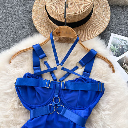 Sexy Lace-Up Mesh Bodysuit