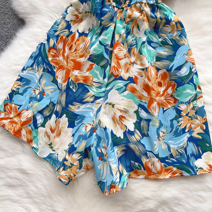 Strapless Floral Ruffled Jumpsuits