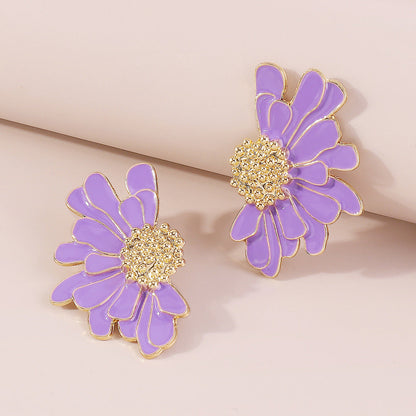 Vintage Alloy Flower Stud Earrings