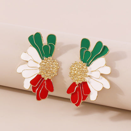 Vintage Alloy Flower Stud Earrings