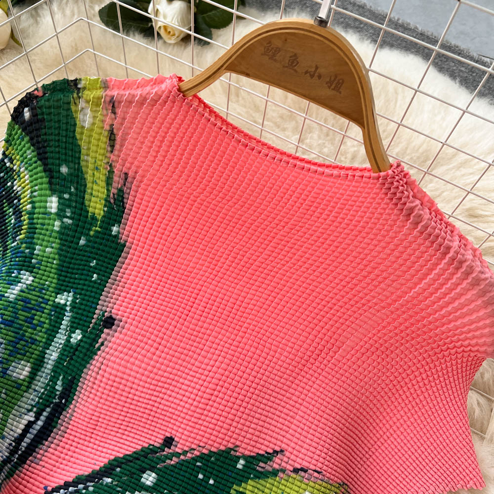 Printed T-shirt&Pleated Skirt 2Pcs