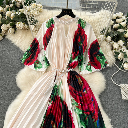 Elegant Floral Embroidered Beaded Dress