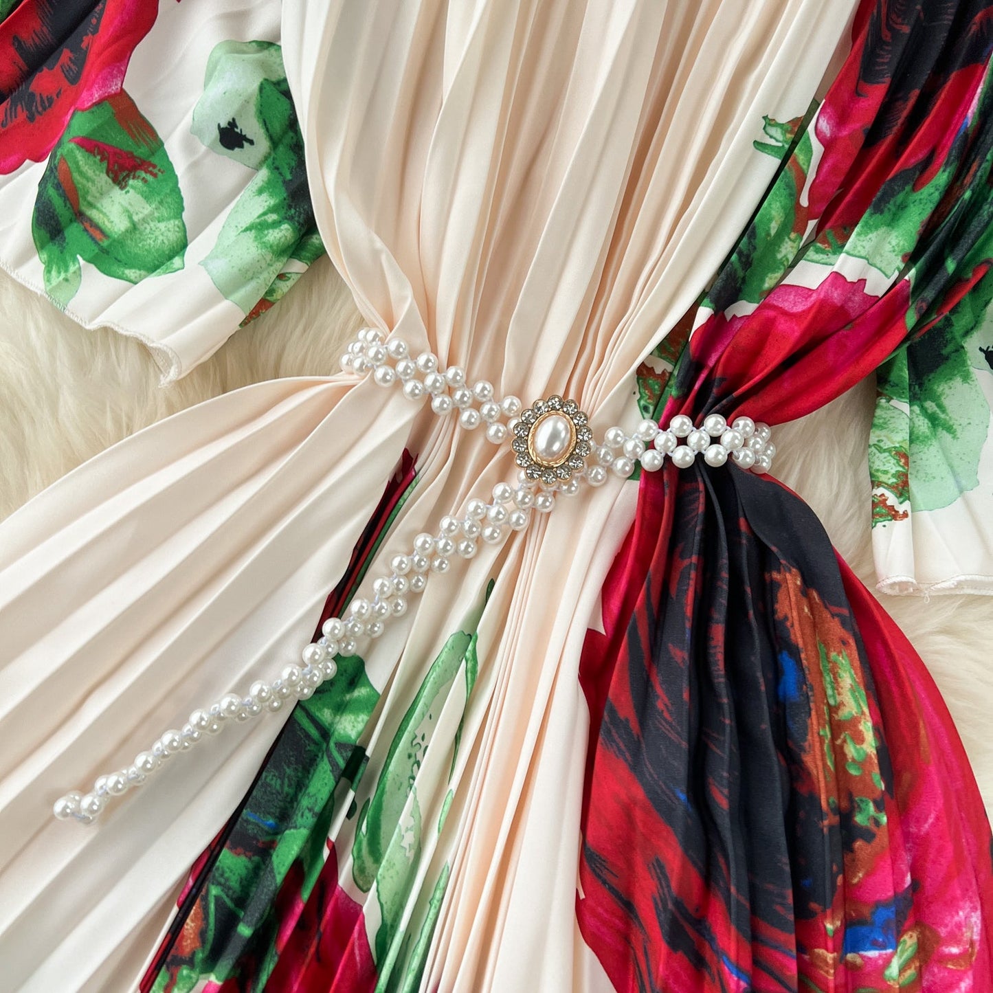 Elegant Floral Embroidered Beaded Dress