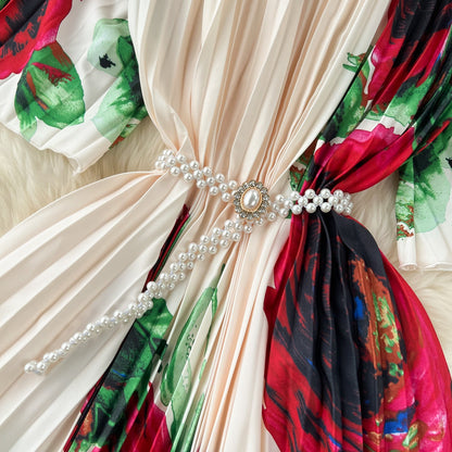Elegant Floral Embroidered Beaded Dress