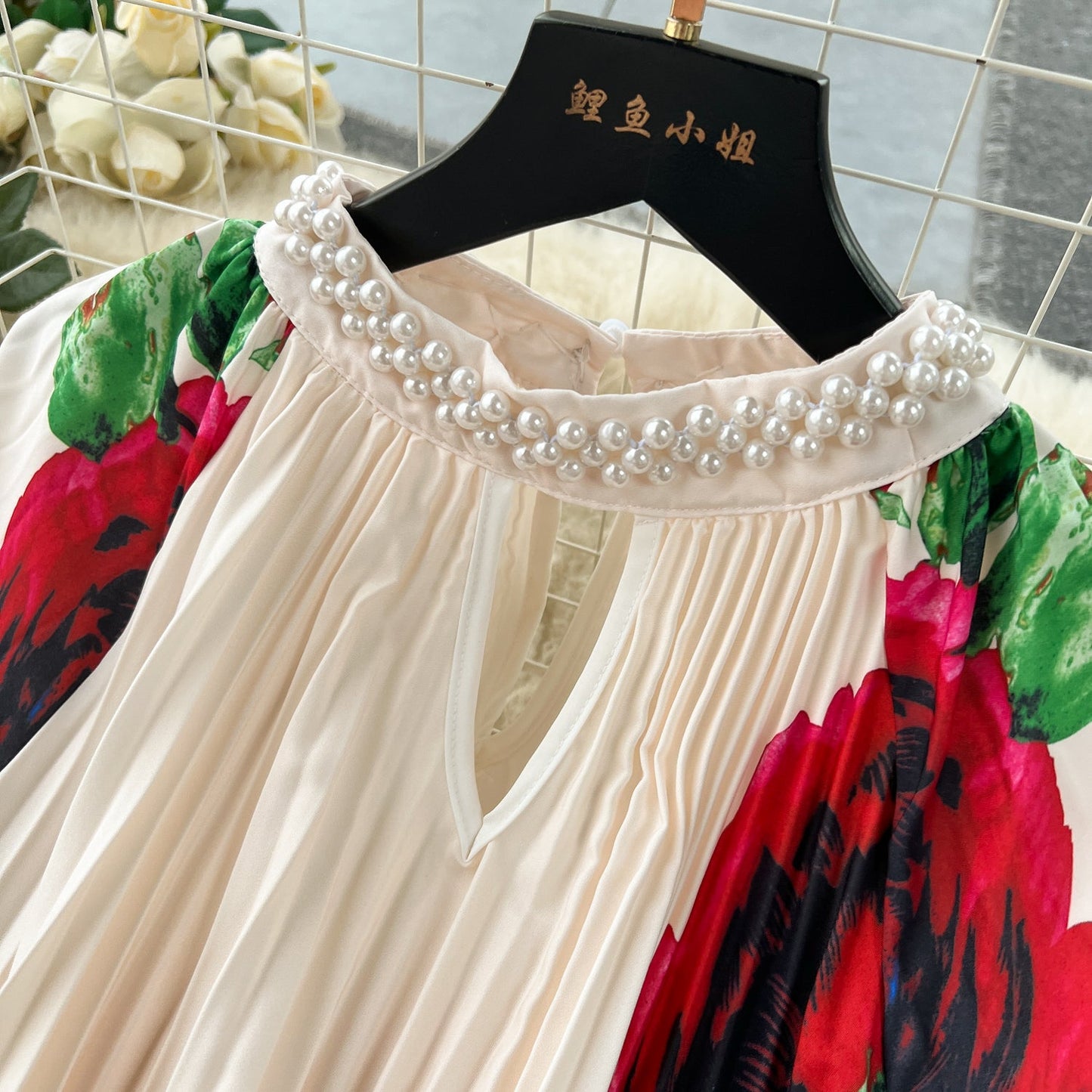 Elegant Floral Embroidered Beaded Dress