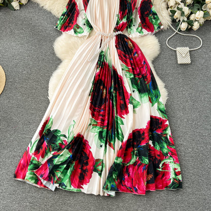 Elegant Floral Embroidered Beaded Dress