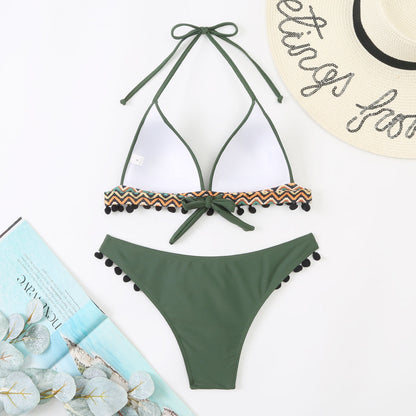 Backless Tribal Print Bikini