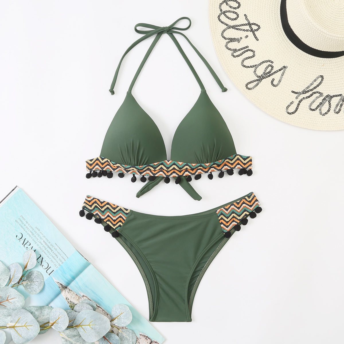 Backless Tribal Print Bikini