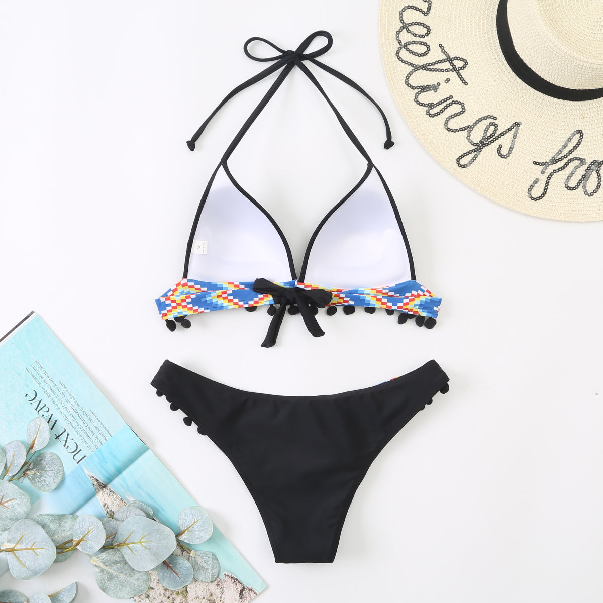 Backless Tribal Print Bikini