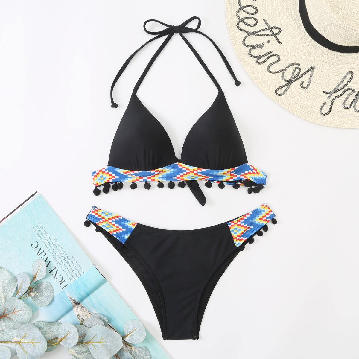 Backless Tribal Print Bikini