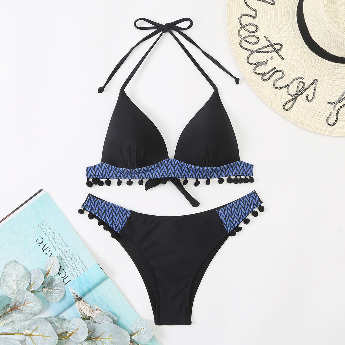Backless Tribal Print Bikini