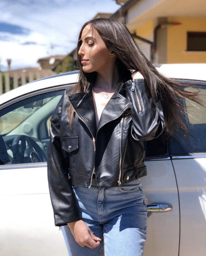Vintage Short Pu Leather Jacket