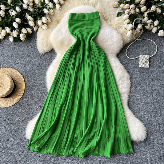 Emerald Off-Shoulder Silk-knit Dress