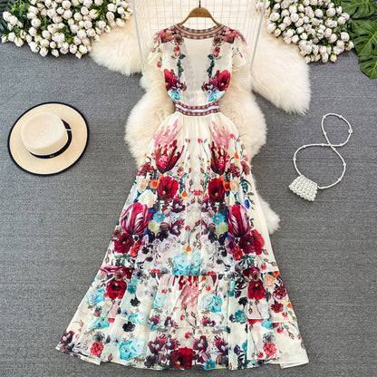 Elegant V-neck Waist Slimming Dress