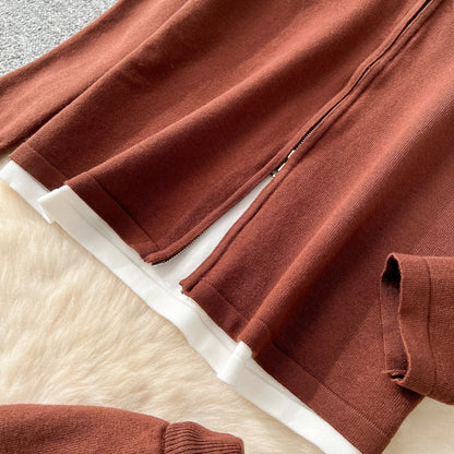 Faux Two-pieces Cardigan & Trousers 2Pcs