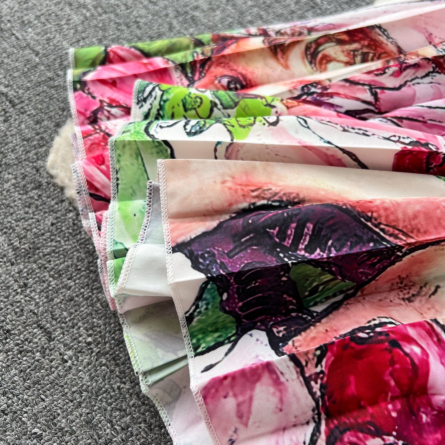 Printed Top&Pleated Skirt 2Pcs