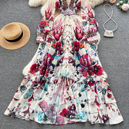 V-neck Floral Maxi Dress