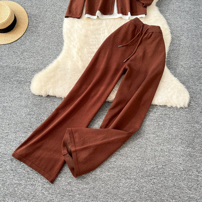 Faux Two-pieces Cardigan & Trousers 2Pcs