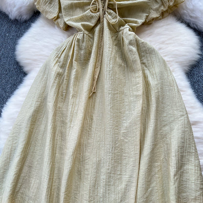 Robe en mousseline de soie à manches bouffantes et cordon de serrage Mori